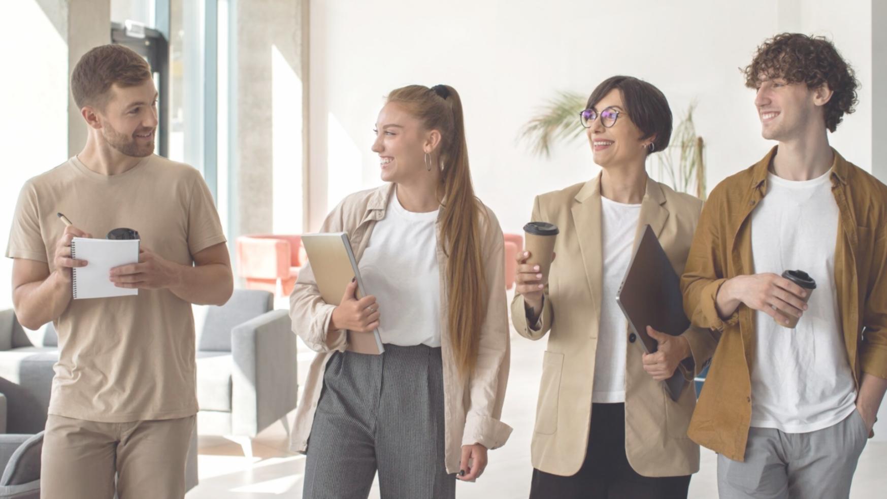 Financial analysis team collaborating on industry research